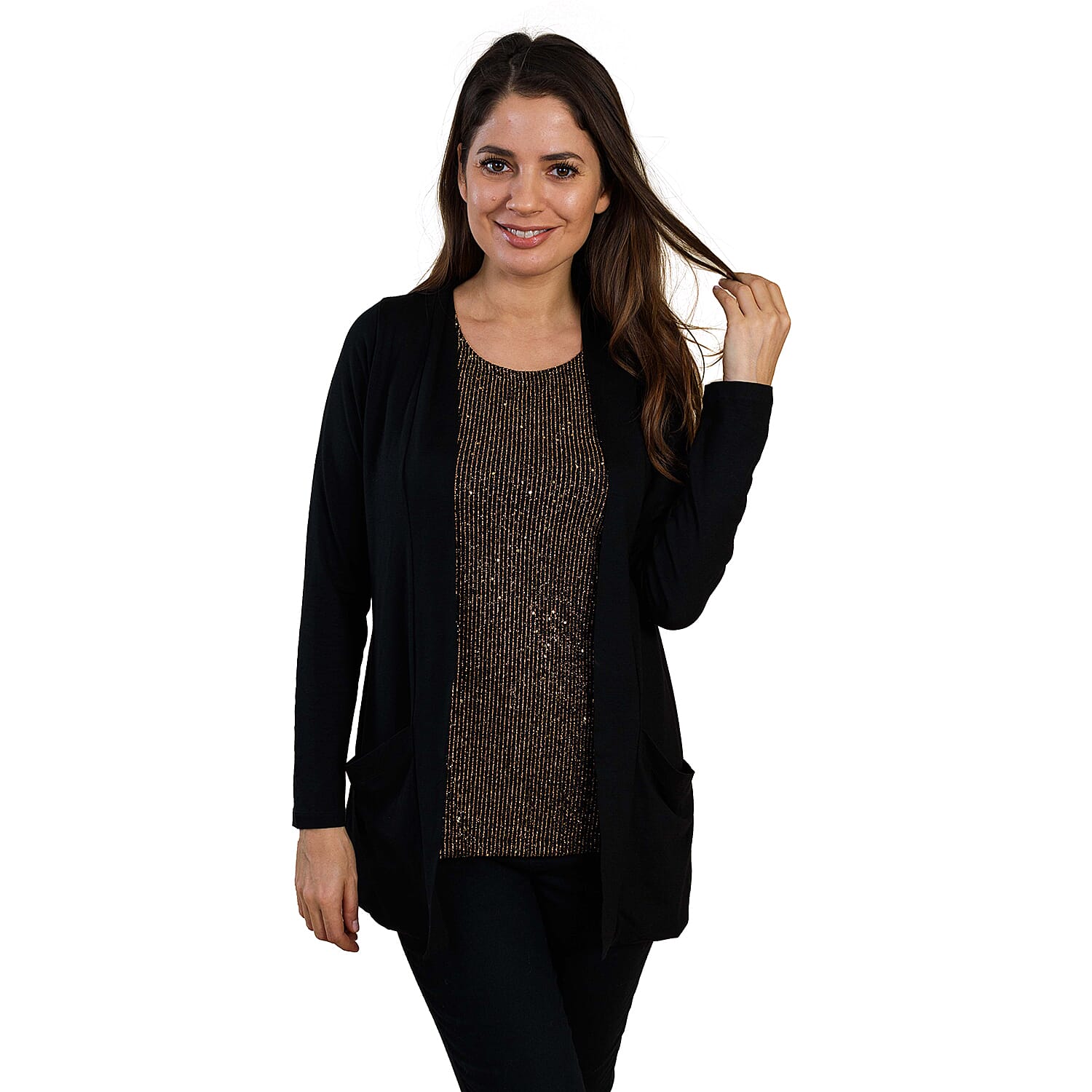 TAMSY Embellished Sleeveless Top (Size XXL) - Black - Golden