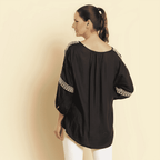 TAMSY Embroidered Top (Size L, 16-18) - Black