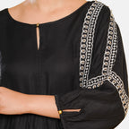 TAMSY Embroidered Top (Size L, 16-18) - Black