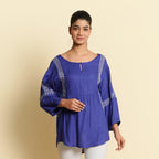 TAMSY Embroidered Top (Size XL, 20-22) - Blue