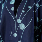 TAMSY Circular and Line Embroidered Kimono (Size 95x83 Cm) - Navy & Green
