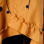 TAMSY Circular and Line Embroidered Kimono (Size 95x83 Cm) - Yellow & Navy