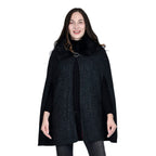 TAMSY Faux Fur Collar Cape (Size 130x75 Cm) - Black