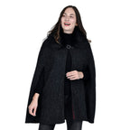 TAMSY Faux Fur Collar Cape (Size 130x75 Cm) - Black