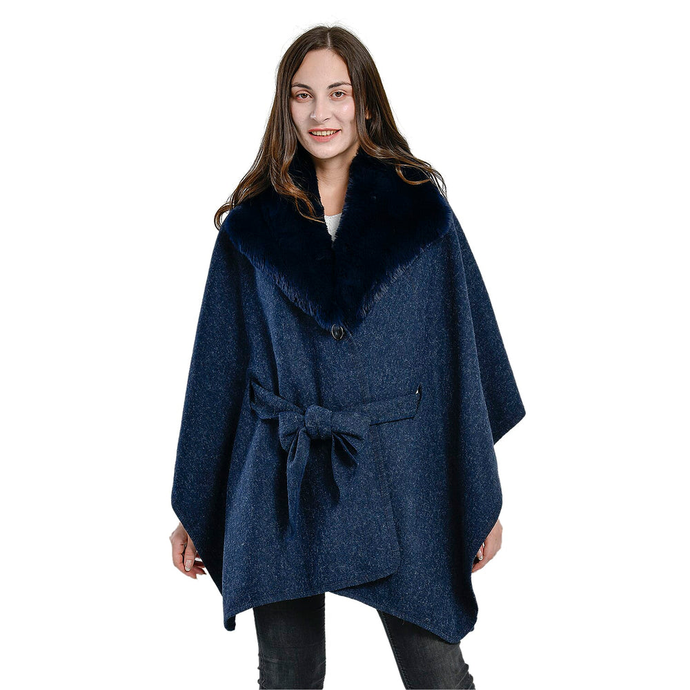 TAMSY Faux Fur Kimono (Size - One Size, 110x80 Cm) - Navy