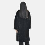 TAMSY Faux Fur Long Sleeves Coat with High Neck (Size XXL,24-26) - Black