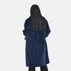 TAMSY Faux Fur Long Sleeves Coat with High Neck (Size XXL,24-26) - Dark Blue