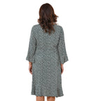 TAMSY 100% Viscose Floral Pattern Dress (Size M, 12-14) - Teal Green