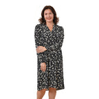 TAMSY 100% Viscose Floral Pattern Dress (Size M, 12-14) - Black