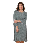 TAMSY 100% Viscose Floral Pattern Dress (Size XXL, 24-26) - Teal Green