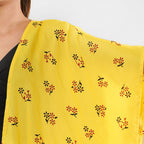 TAMSY 100% Viscose Floral Pattern Kimono (One Size) - Yellow