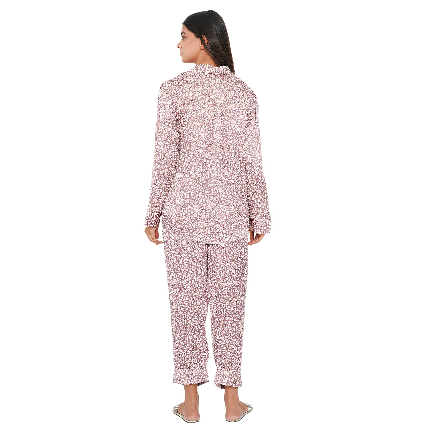 TAMSY Floral Pattern Nightwear Set (Size S) - Light Pink