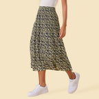 TAMSY Floral Pattern Skirt (Size M,12 - 14) - Green & Black