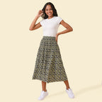 TAMSY Floral Pattern Skirt (Size S,8 - 10) - Green & Black