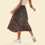 TAMSY Floral Pattern Skirt (Size M,12 - 14) - Black & Multi
