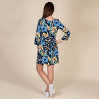 100% Viscose Floral Pattern Plum Dress (Size L,16-18) - Multi