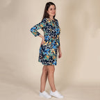 100% Viscose Floral Pattern Plum Dress (Size L,16-18) - Multi
