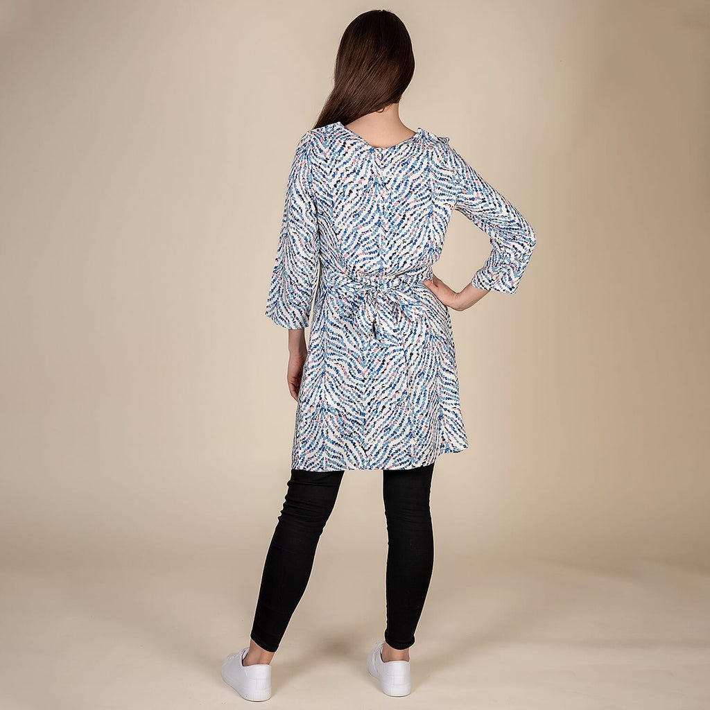 TAMSY 100% Viscose Heart Pattern Plum Top (Size M,12-14) - White & Multi
