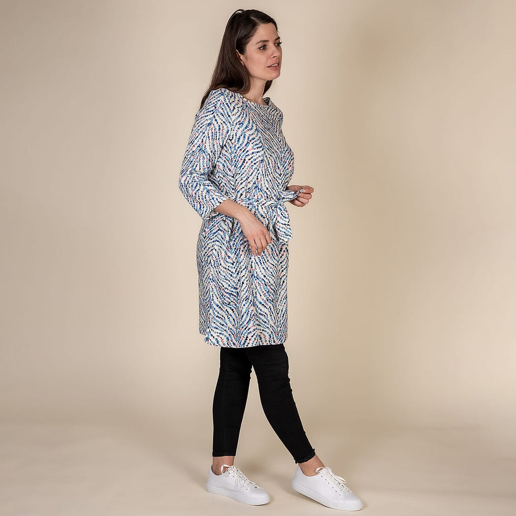 TAMSY 100% Viscose Heart Pattern Plum Top(Size L,16-18) - White & Multi