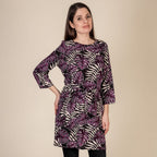 TAMSY Leaf Printed Plum Top (Size M,12-14) - Black - Purple