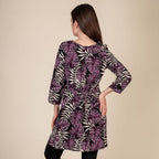 TAMSY Leaf Printed Plum Top (Size M,12-14) - Black - Purple