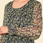 TAMSY Floral Pattern Top (Size 8) - Green - Black
