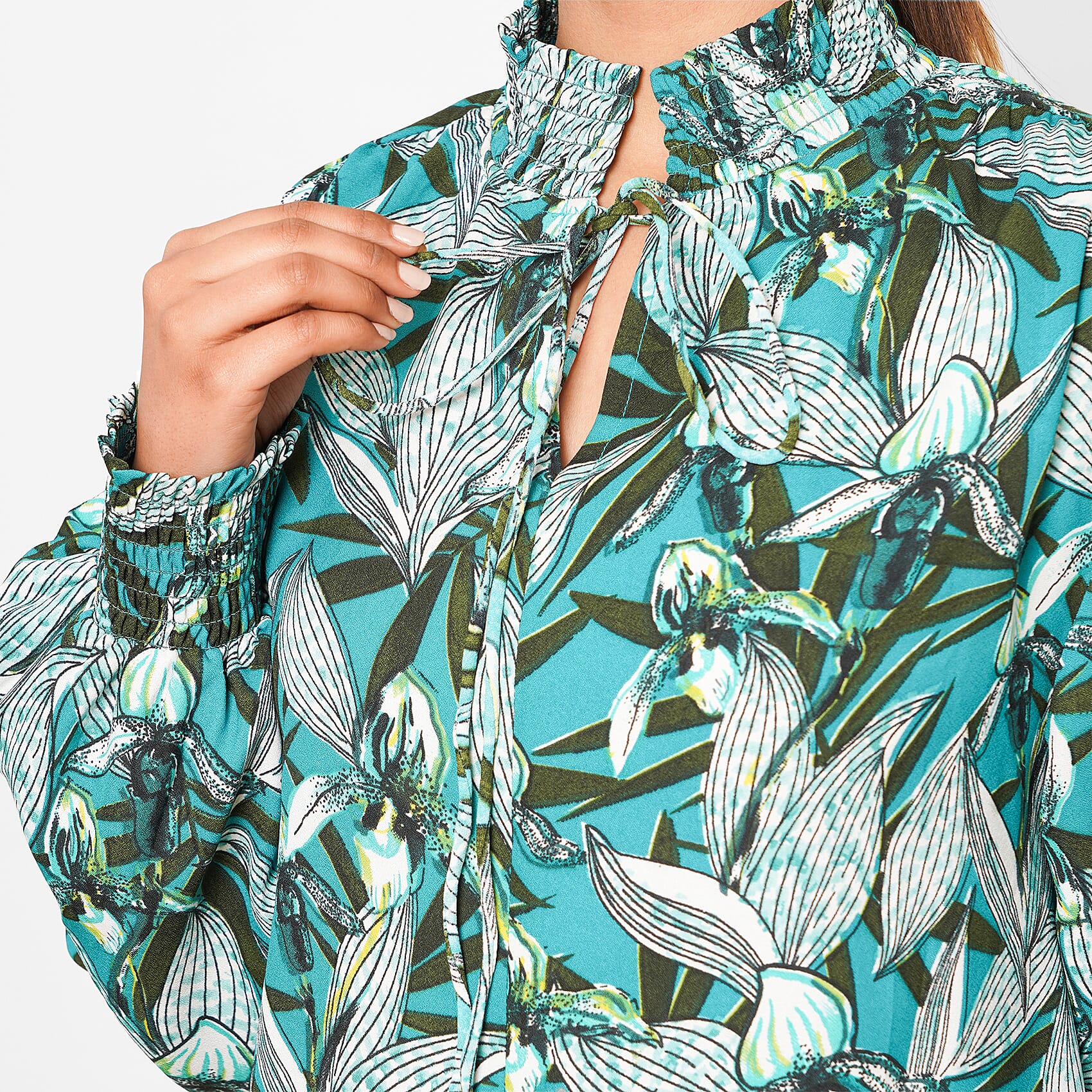 TAMSY Floral Pattern Top (Size 12) - Green