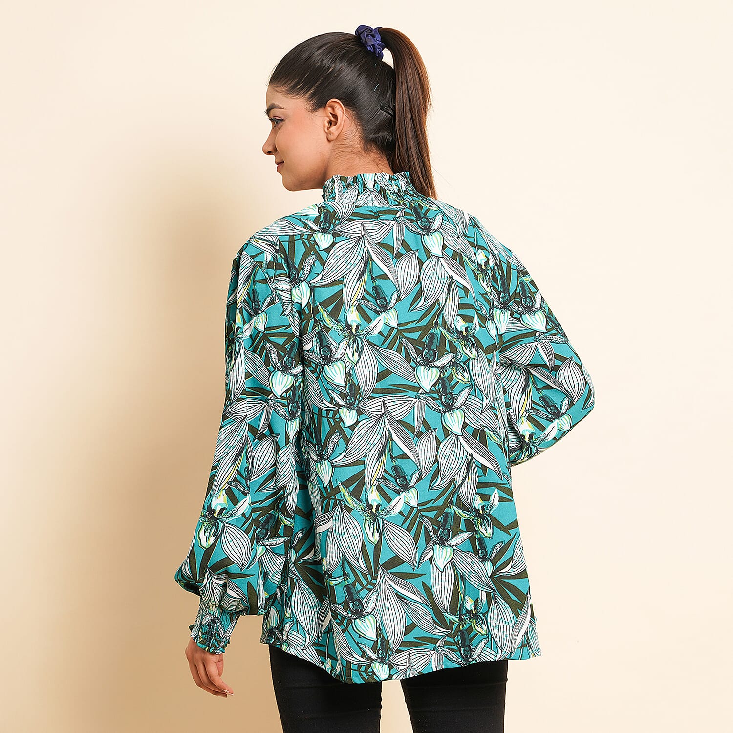 TAMSY Floral Pattern Top (Size 22) - Green