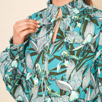 TAMSY Floral Pattern Top (Size 22) - Green