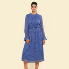 Floral Printed Dress (Size XL, 20-22) - Blue