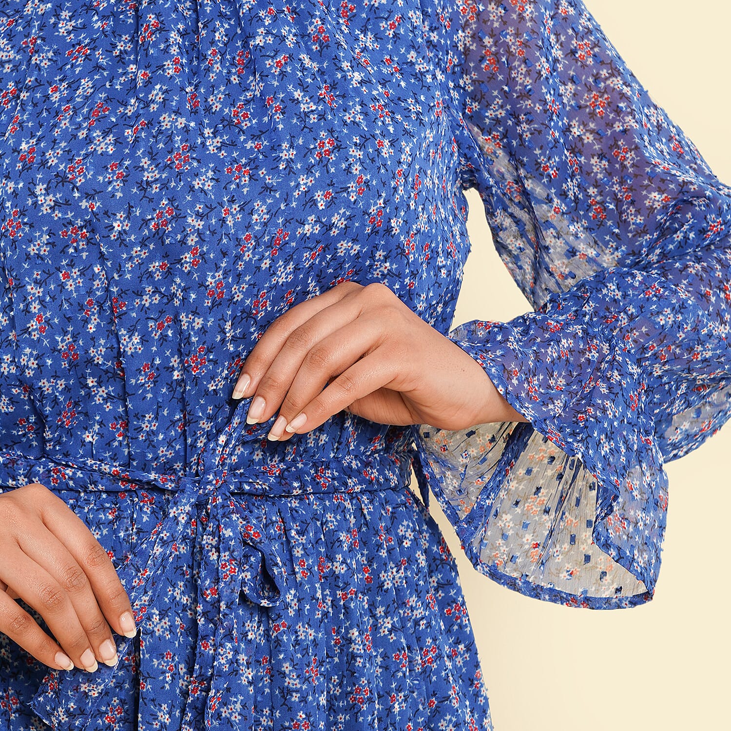 Floral Printed Dress (Size XL, 20-22) - Blue