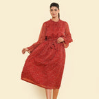 TAMSY Floral Printed Dress (Size XL, 20-22) - Red