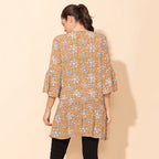 TAMSY 100% Viscose Printed Crepe Top (Size 20) - Beige