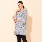 TAMSY 100% Viscose Printed Crepe Top (Size 22) - White - Blue