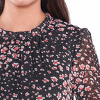 TAMSY Floral Pattern Dress (Size XXL, 24-26) - Black