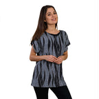 TAMSY Geometric Pattern Sequin Top (Size XL) - Grey and Black