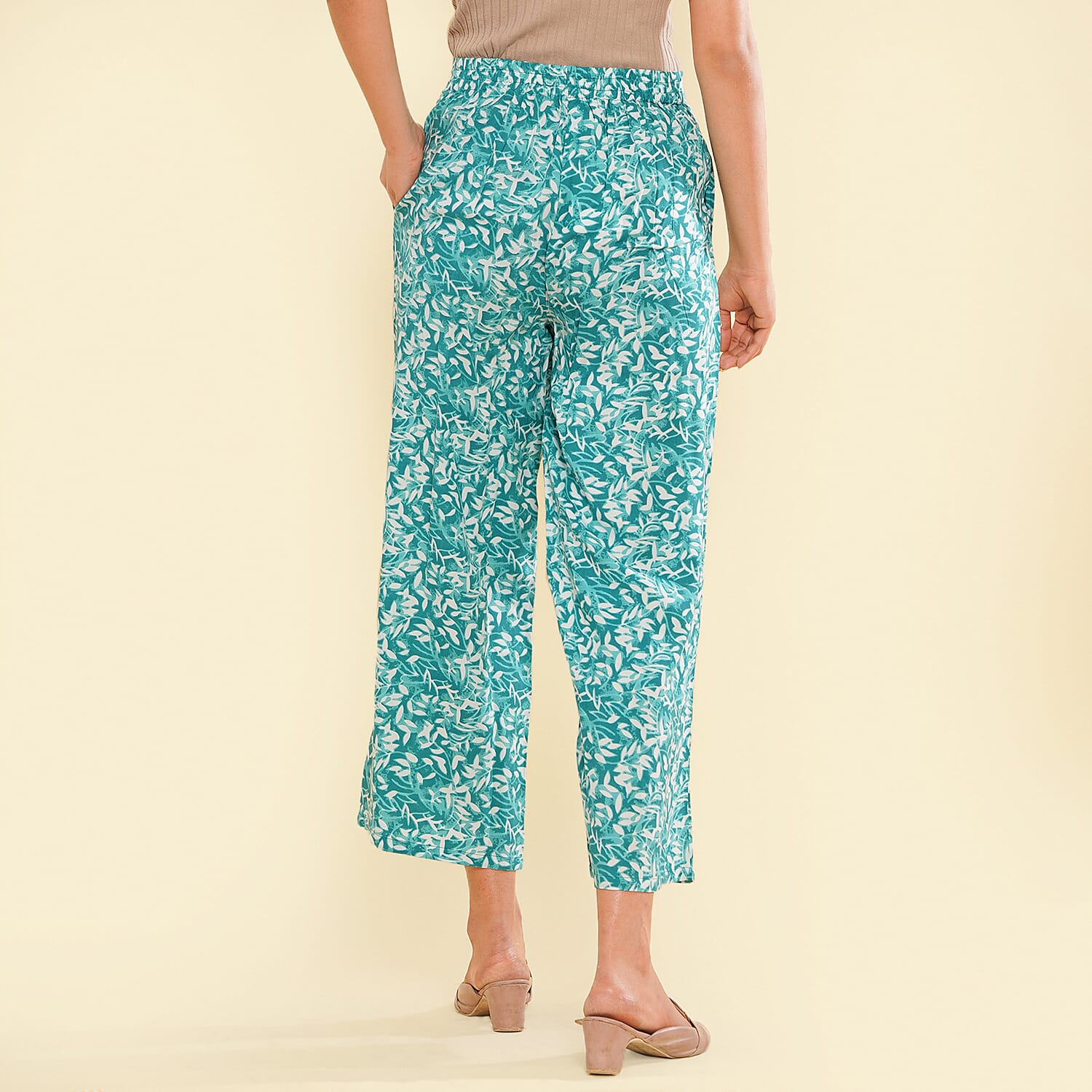 TAMSY 100% Viscose Printed Palazzo (Size XXL) - Green