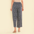 TAMSY 100% Viscose Printed Palazzo (Size XL) - Navy