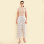 TAMSY 100% Viscose Printed Palazzo (Size S) - Off White