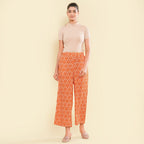 TAMSY 100% Viscose Printed Palazzo (Size M) - Orange