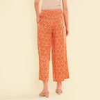 TAMSY 100% Viscose Printed Palazzo (Size XXL) - Orange