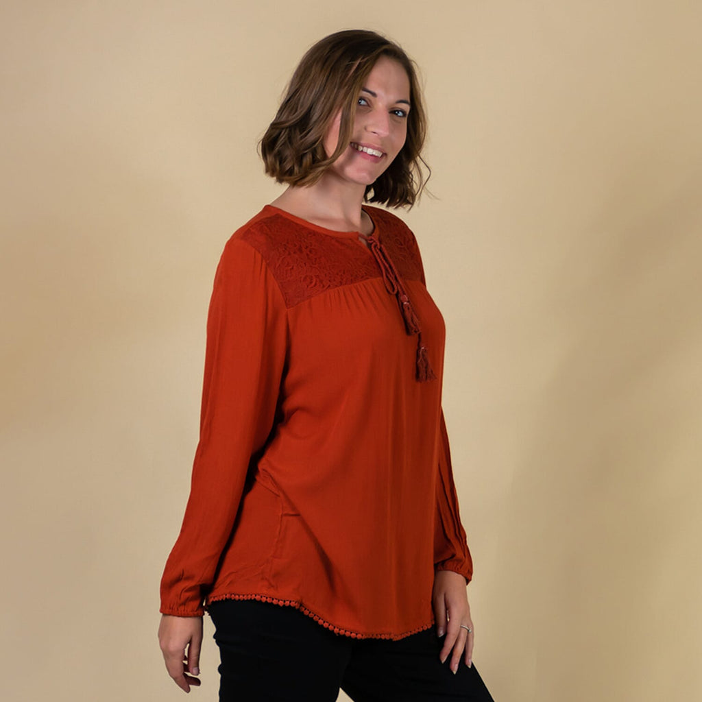 TAMSY 100% Viscose Plain Top (Size 18) - Red