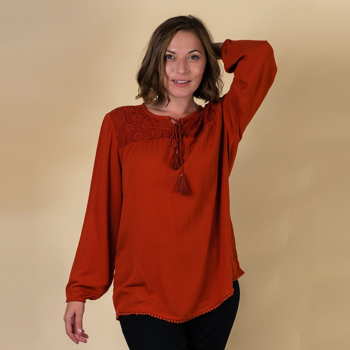 TAMSY 100% Viscose Plain Top (Size 18) - Red