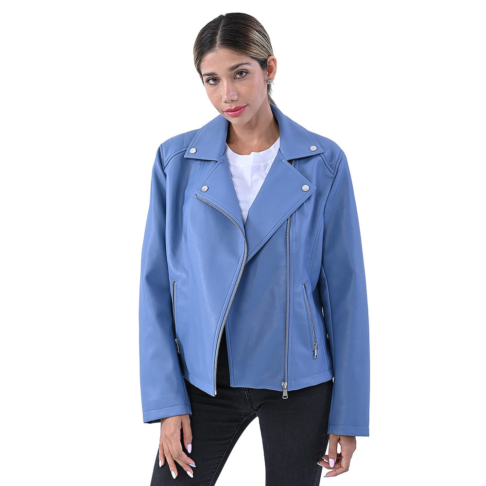 TAMSY Lapel Collar Jacket with Pockets (Size S, 8-10) - Blue