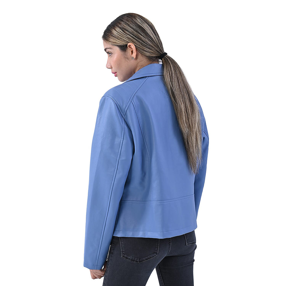TAMSY Lapel Collar Jacket with Pockets (Size S, 8-10) - Blue