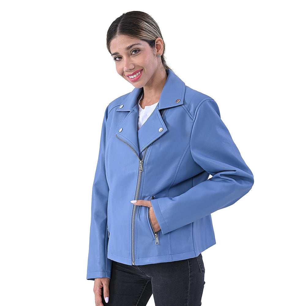 TAMSY Lapel Collar Jacket with Pockets (Size S, 8-10) - Blue