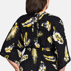 TAMSY 100% Viscose Leaf Pattern Maxi Dress (One Size 8-18) - Black