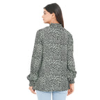 TAMSY Leaf Pattern Top (Size 22) - Dark Green