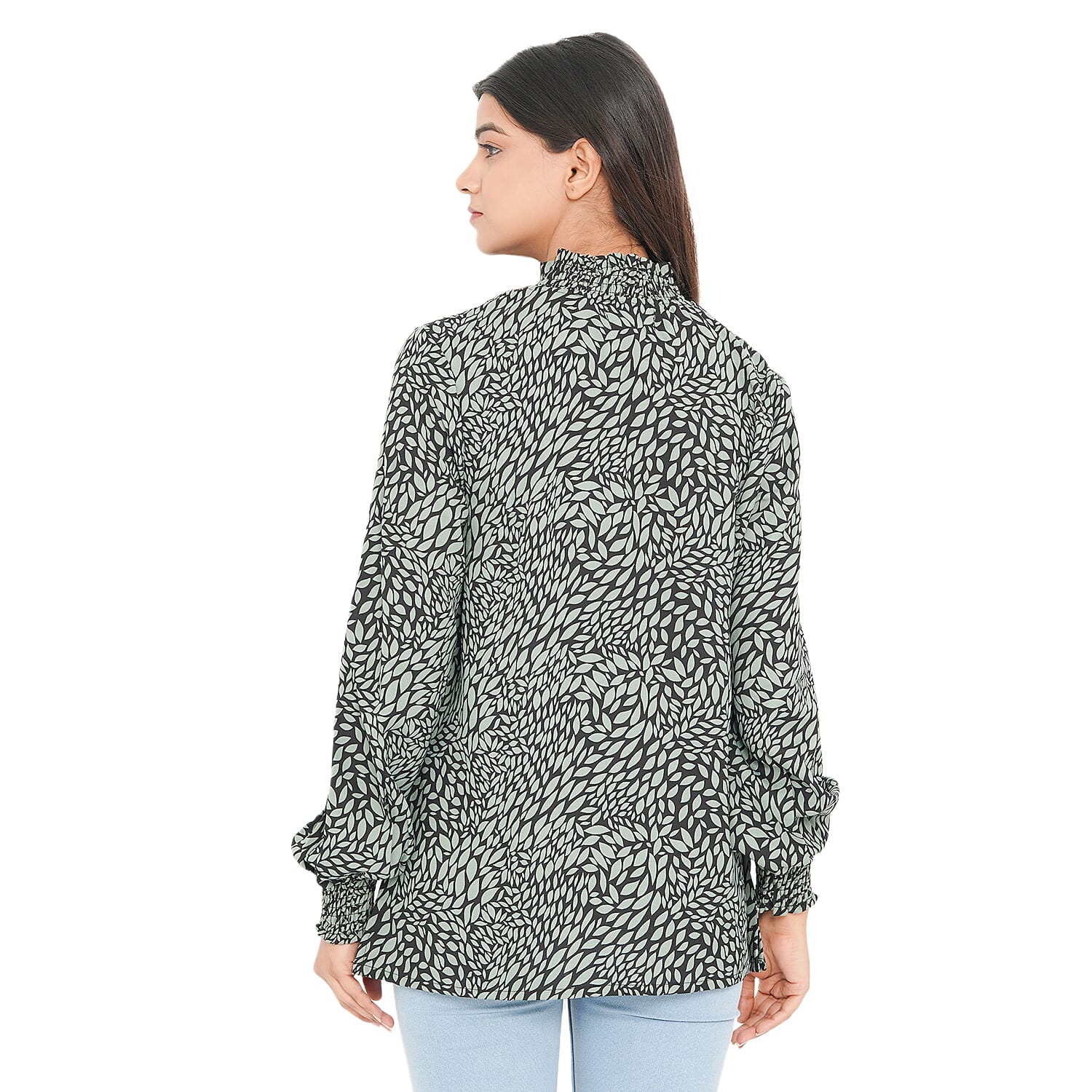 TAMSY Leaf Pattern Top (Size 22) - Dark Green