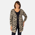 TAMSY Leopard Print Cardigan (Size XL) - Peach and Black